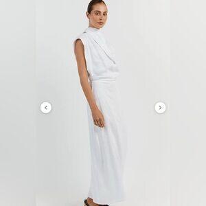 DISSH ALESSI WHITE LINEN MIDI DRESS